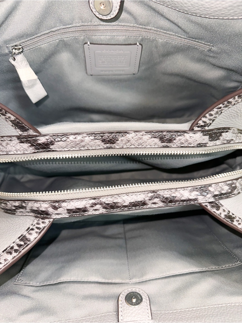 Coach Kristy Granite Grey Pebbled Leather Python Embossed Shoulder Bag - Picture 6 of 13
